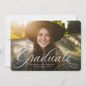 Eenvoudig manuscript afstuderen elegant groen afst aankondiging (Voorkant)