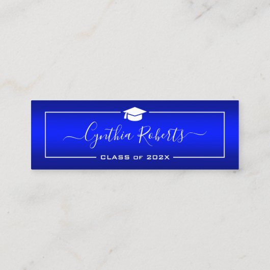 Eenvoudig Manuscript Afstuderen Modern Blauw Gradi Contactkaartje (Achterkant)