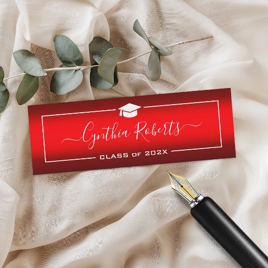 Eenvoudig Manuscript Afstuderen Modern Rode Gradië Contactkaartje