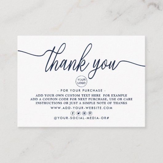 Eenvoudig Manuscript Bedrijfs Dank u Informatiekaartje (Voorkant)