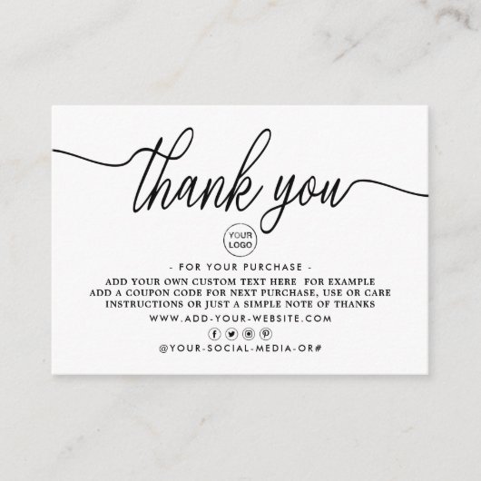 Eenvoudig Manuscript Bedrijfs Dank u Informatiekaartje (Voorkant)