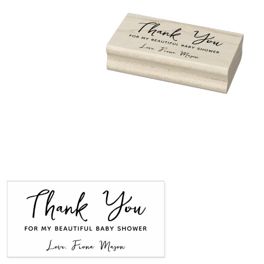 Eenvoudig Manuscript Dank u Baby shower Gepersonal Rubberstempel (Gestempeld)