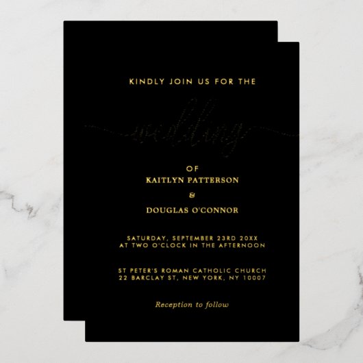 Eenvoudig manuscript - Echte Folie - de Uitnodigin Folie Uitnodiging (Voorkant / Achterkant)