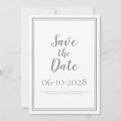 Eenvoudig Manuscript Gray sparen de Datum Weddensc Save The Date (Voorkant)