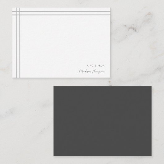 Eenvoudig Manuscript grijs Wit 2 Kant Dubbele Gren Notitiekaartje (Voorkant / Achterkant)
