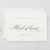 Eenvoudig Manuscript Minimal Black & White Maid of Bedankkaart (Voorkant)