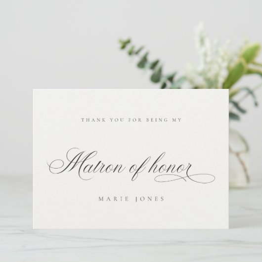 Eenvoudig Manuscript Minimal Black White Matron of Bedankkaart (Staand voorkant)