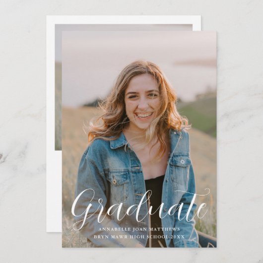 Eenvoudig Manuscript Modern Afstuderen van de Foto Kaart (Voorkant / Achterkant)