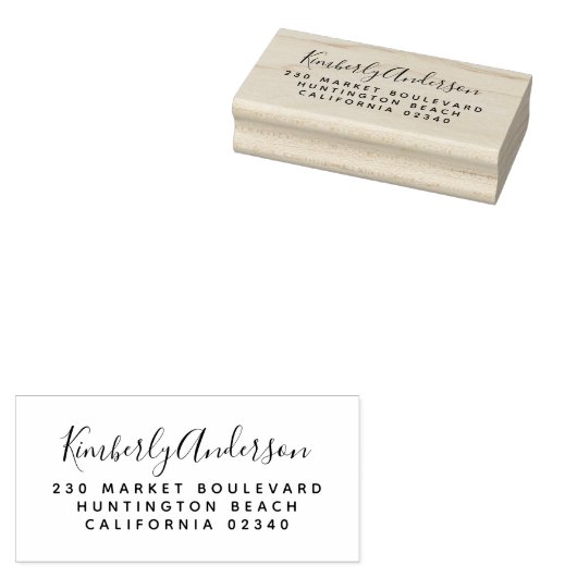 Eenvoudig Manuscript Naam & het Adres van de Terug Rubberstempel (Gestempeld)