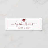 Eenvoudig Manuscript Rood Wit Afstuderen Afstudere Mini Visitekaartje (Voorkant)