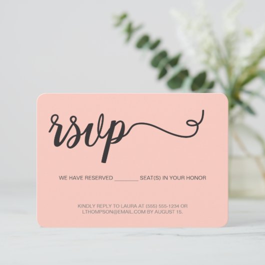 Eenvoudig Manuscript RSVP zonder de Gereserveerde  (Staand voorkant)