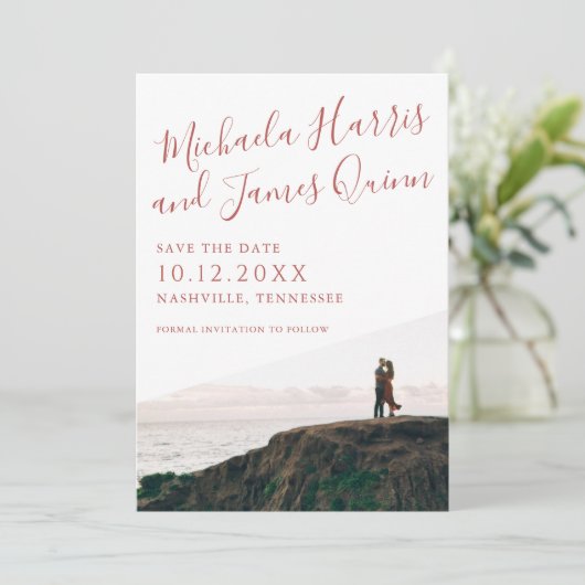 Eenvoudig Manuscript sparen de Datum Save The Date (Staand voorkant)