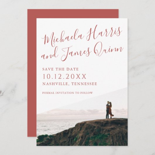 Eenvoudig Manuscript sparen de Datum Save The Date (Voorkant / Achterkant)