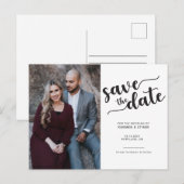 Eenvoudig Manuscript sparen de zwarte & Witte Foto Aankondigingskaart (Voorkant / Achterkant)