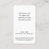 Eenvoudig Manuscript zwart en Witte Modern Vertica Afsprakenkaartje (Achterkant)