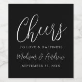 Eenvoudig Manuscript zwarte Cheers to Love Wedding Wijn Etiket (Enkel label)