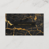 Eenvoudig Marble Black en Gold Std ID672 Visitekaartje (Voorkant)