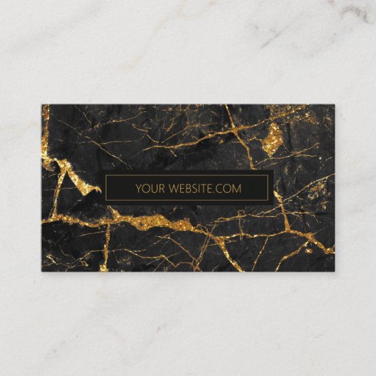 Eenvoudig Marble Black en Gold Std ID672 Visitekaartje (Voorkant)
