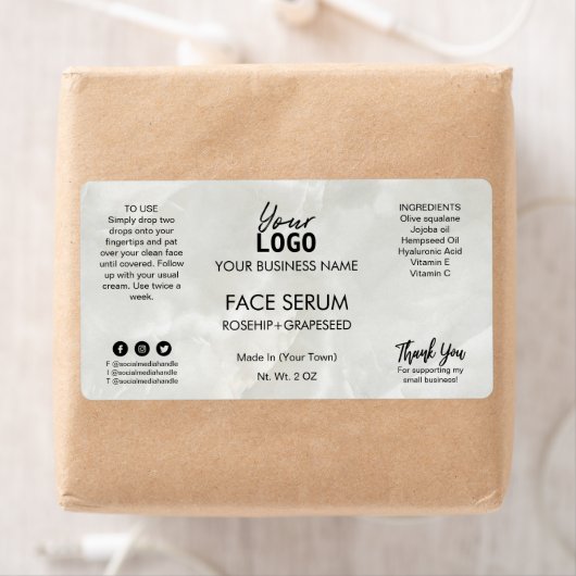 Eenvoudig Marble Face Serum Label (Insitu)