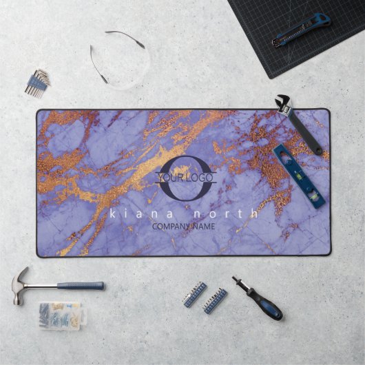 Eenvoudig Marble Logo Paars Gold Navy ID672 Bureaumat (Werkstation)