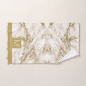 Eenvoudig Marble Monogram Gold en White ID672 Bad Handdoek (Handdoek)