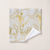 Eenvoudig Marble Monogram Gold White Marble Bad Handdoek (Wasdoekje)