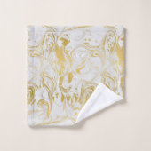 Eenvoudig Marble Monogram Gold White Marble Black  Bad Handdoek (Wasdoekje)
