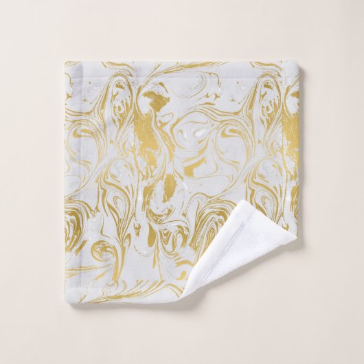Eenvoudig Marble Monogram Gold White Marble Black Bad Handdoek (Wasdoekje)
