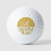Eenvoudig Marble Monogram Gold White Marble Golfballen (Voorkant)