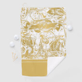 Eenvoudig Marble Monogram Gold White Marble Golfhanddoek (Insitu)