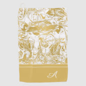 Eenvoudig Marble Monogram Gold White Marble Golfhanddoek (Voorkant)
