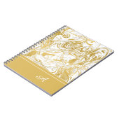 Eenvoudig Marble Monogram Gold White Marble Notitieboek (Linkerzijde)