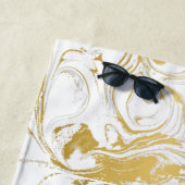 Eenvoudig Marble Monogram Gold White Marble Strandlaken (In situ)