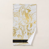 Eenvoudig Marble Monogram Gold White Marble zwart Bad Handdoek (Handdoek)