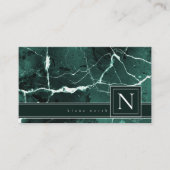Eenvoudig Marble Monogram Green White Std ID672 Visitekaartje (Voorkant)