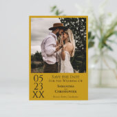 Eenvoudig Marigold Modern Minimal Photo Wedding Save The Date (Staand voorkant)