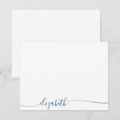 Eenvoudig marineblauw cursief script gepersonalise notitiekaartje (Voorkant / Achterkant)