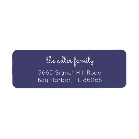 Eenvoudig marineblauw en wit retouradreslabel etiket (Voorkant)