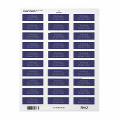 Eenvoudig marineblauw en wit retouradreslabel etiket (Full Sheet)