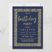 Eenvoudig marineblauw goud confetti Verjaardagsfee Kaart (Voorkant)