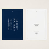 Eenvoudig marineblauw kledingdisplay Swing Prijs L Visitekaartje (Voorkant /achterkant)