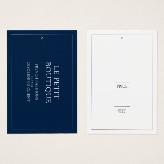 Eenvoudig marineblauw kledingdisplay Swing Prijs L Visitekaartje (Voorkant /achterkant)