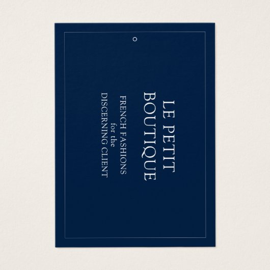 Eenvoudig marineblauw kledingdisplay Swing Prijs L Visitekaartje (Voorkant)