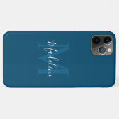 Eenvoudig marineblauw legant-Script-monogram Case-Mate iPhone Case (Achterkant (horizontaal))