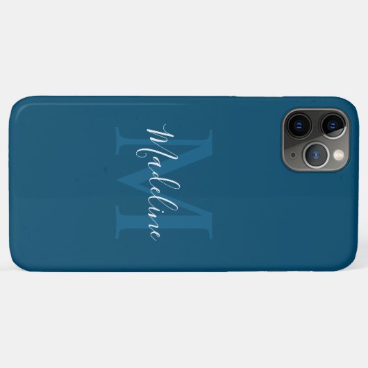 Eenvoudig marineblauw legant-Script-monogram Case-Mate iPhone Case (Achterkant (horizontaal))