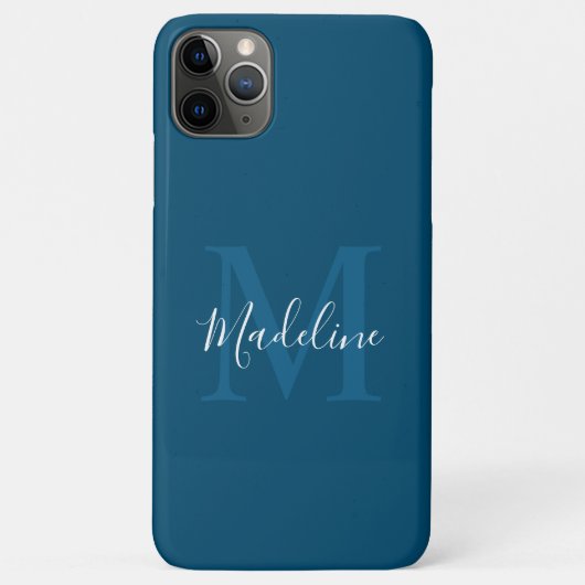 Eenvoudig marineblauw legant-Script-monogram Case-Mate iPhone Case (Achterkant)