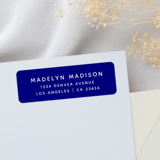 Eenvoudig marineblauw minimalistisch elegant retou etiket