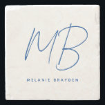 Eenvoudig marineblauw minimalistisch monogram stenen onderzetter<br><div class="desc">Eenvoudig Navy Blue Minimalist Monogram stenen onderzetter ideaal voor persoonlijk gebruik of een housewarming cadeau.</div>