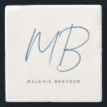 Eenvoudig marineblauw minimalistisch monogram stenen onderzetter<br><div class="desc">Eenvoudig Navy Blue Minimalist Monogram stenen onderzetter ideaal voor persoonlijk gebruik of een housewarming cadeau.</div>