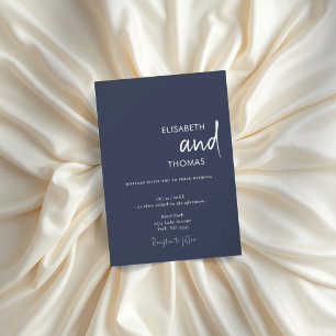 Eenvoudig marineblauw modern minimalistisch bruilo kaart